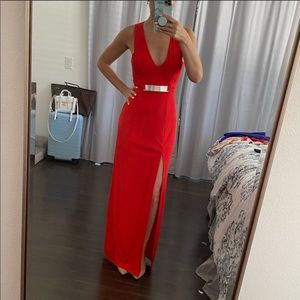 Elegant simple red long dress maxi gown